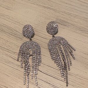 Elegant Silver Crystal Dangle Earrings